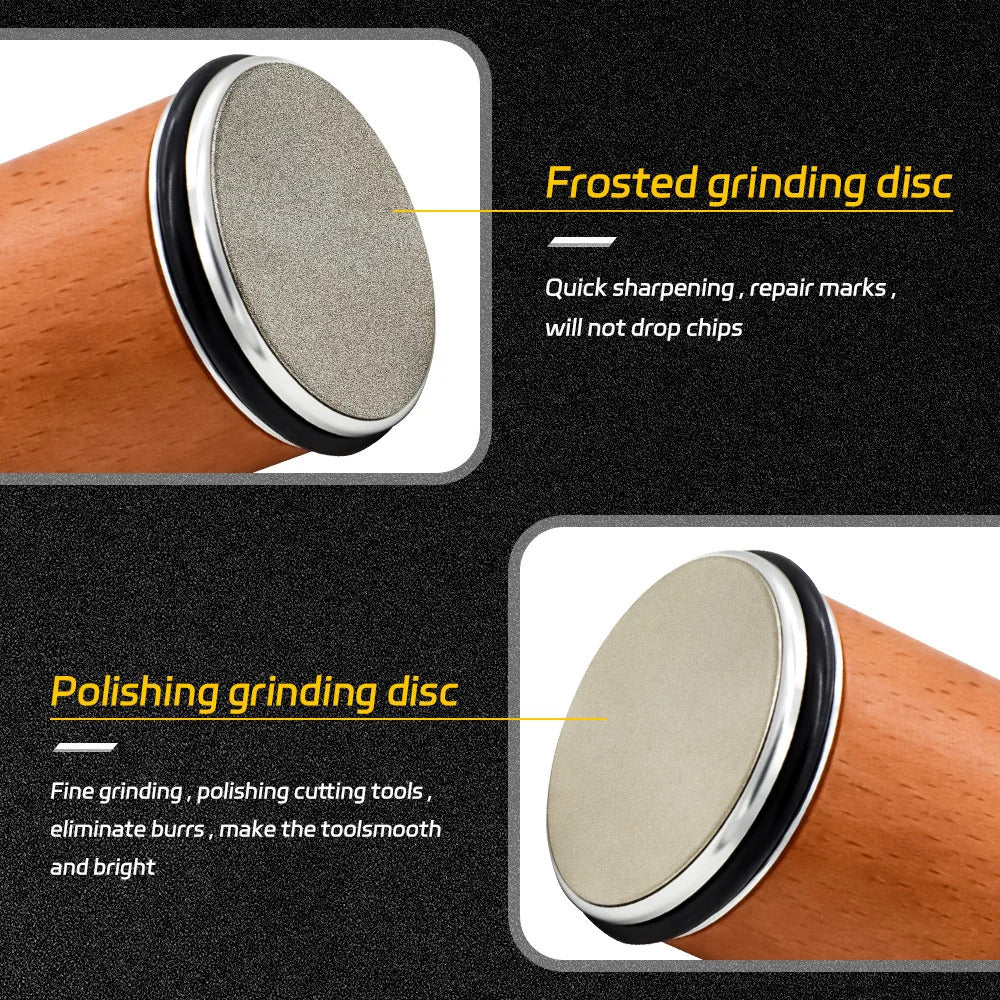 Image of Rolling knife sharpener with diamond and ceramic discs for professional chefs