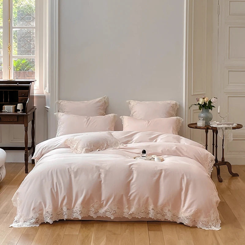 Image of Romantic French floral lace bedding set made from 1000TC Egyptian cotton