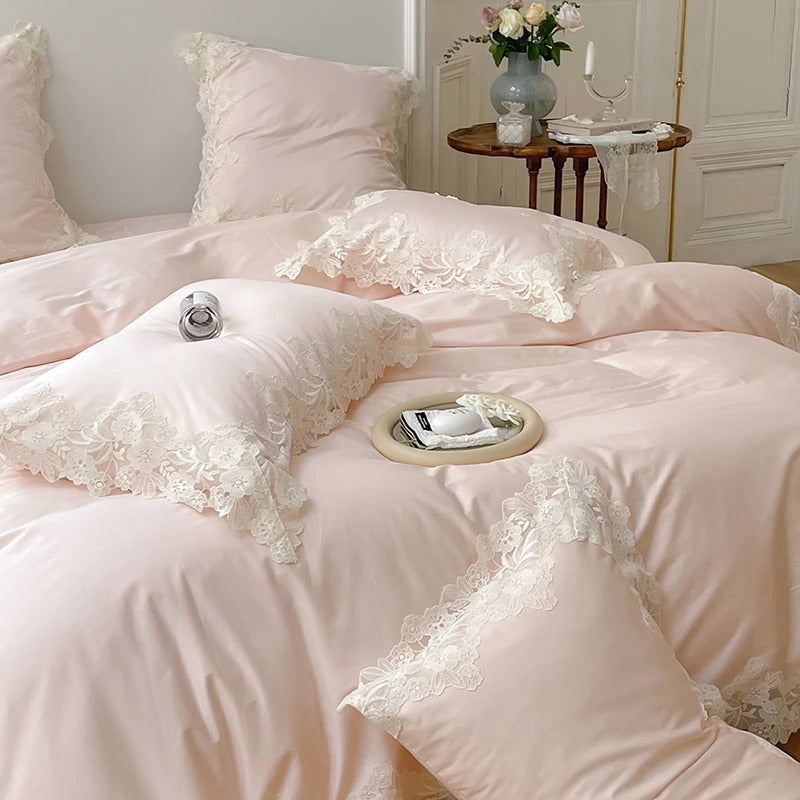 Image of Romantic French floral lace bedding set made from 1000TC Egyptian cotton