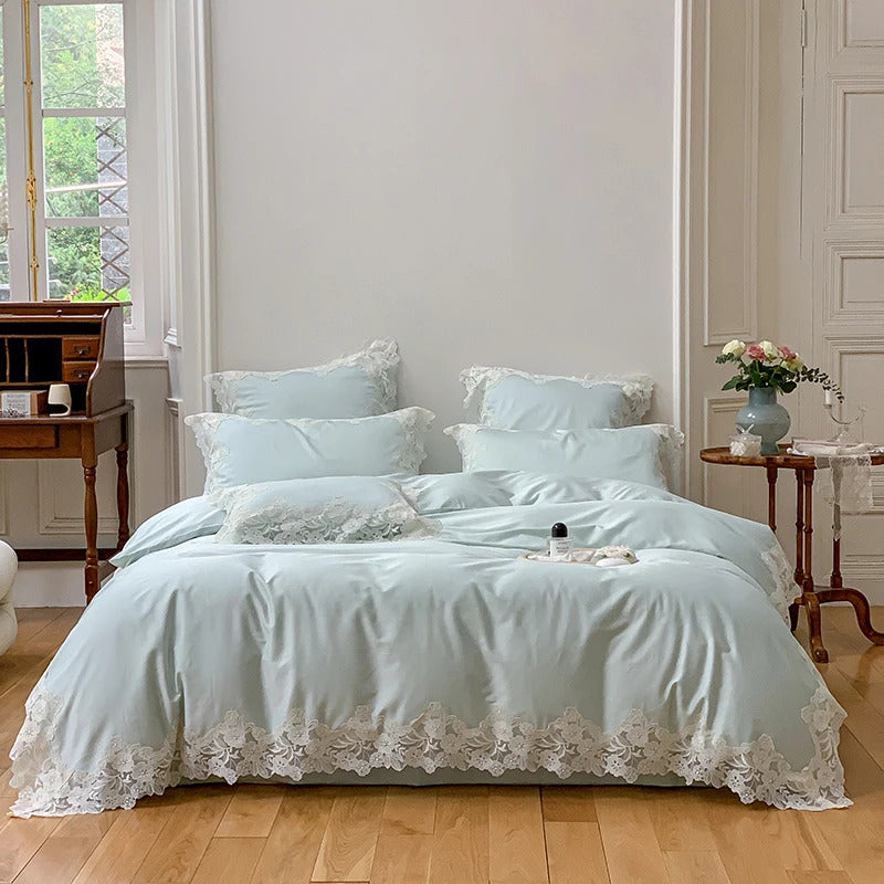 Image of Romantic French floral lace bedding set made from 1000TC Egyptian cotton