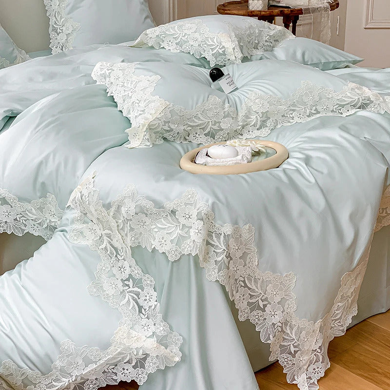 Image of Romantic French floral lace bedding set made from 1000TC Egyptian cotton