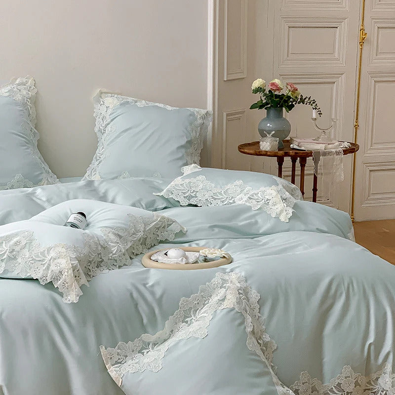 Image of Romantic French floral lace bedding set made from 1000TC Egyptian cotton