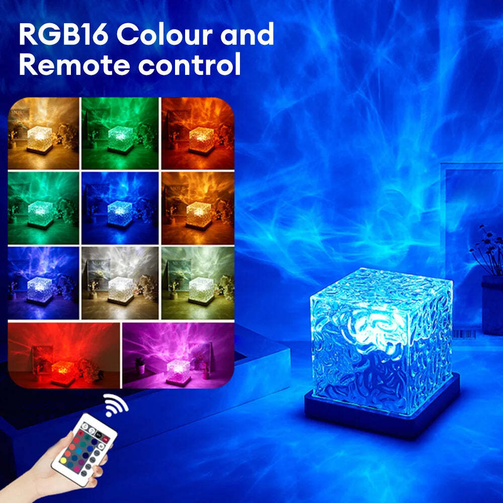 Image of Rotating water ripple projector night light for home decor and ambiance