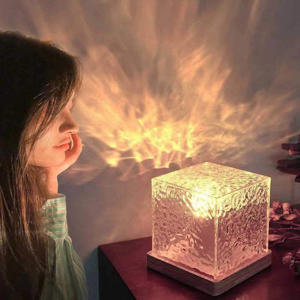 Image of Rotating water ripple projector night light for home decor and ambiance