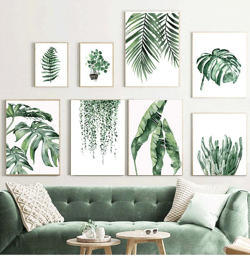 Image of Scandinavian style tropical plants canvas art for modern home decor