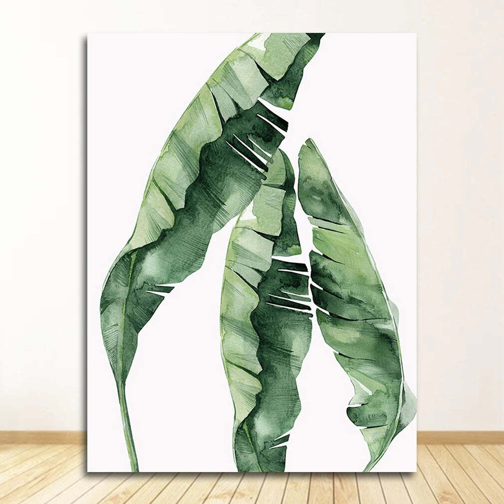 Image of Scandinavian style tropical plants canvas art for modern home decor