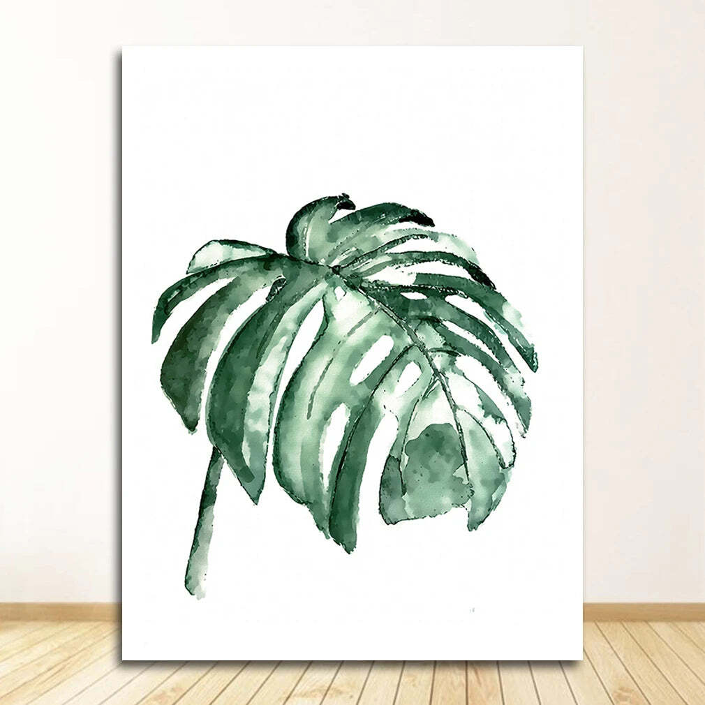 Image of Scandinavian style tropical plants canvas art for modern home decor