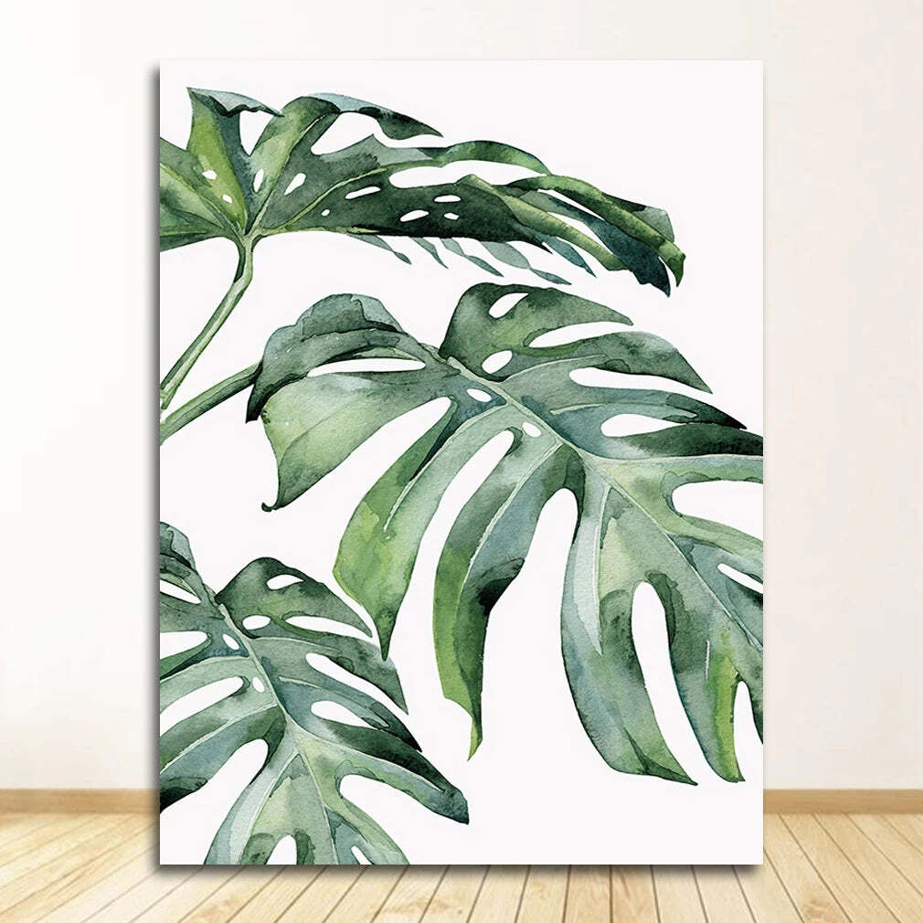 Image of Scandinavian style tropical plants canvas art for modern home decor