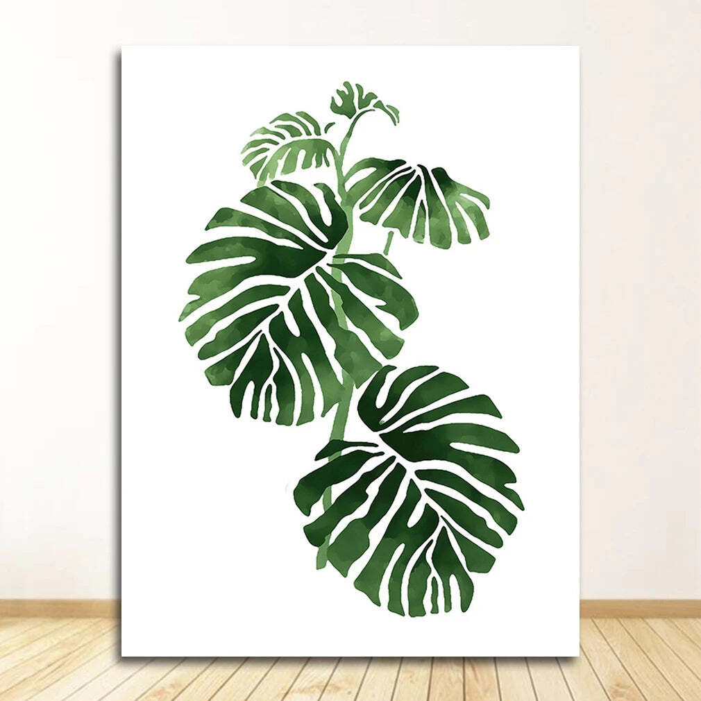 Image of Scandinavian style tropical plants canvas art for modern home decor