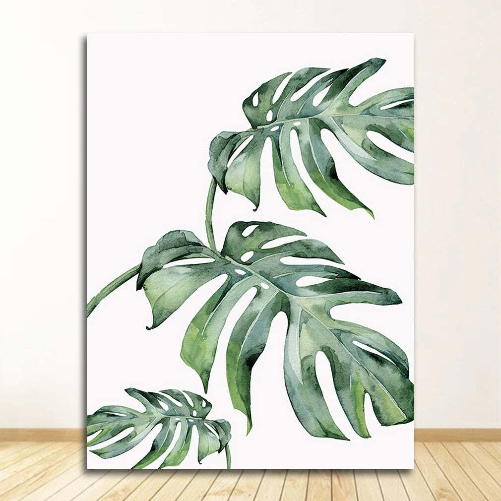 Image of Scandinavian style tropical plants canvas art for modern home decor