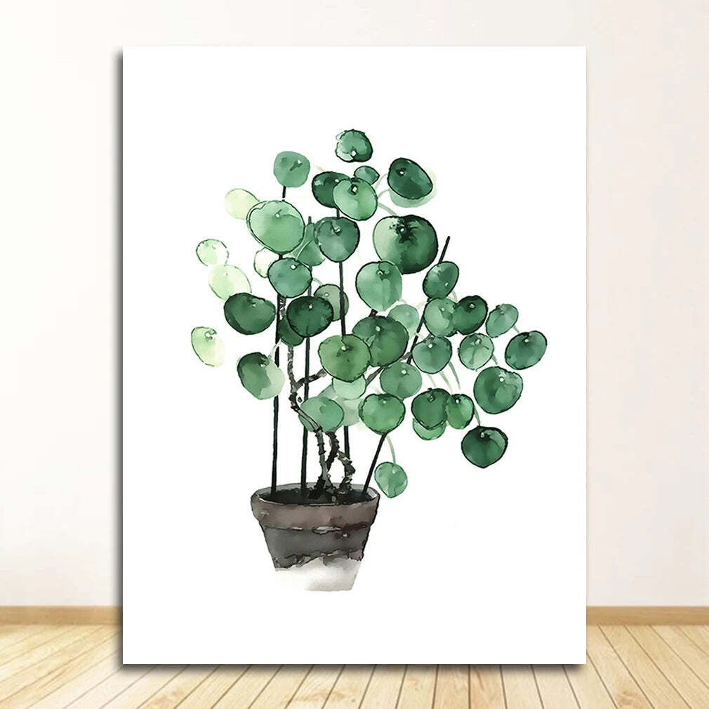 Image of Scandinavian style tropical plants canvas art for modern home decor