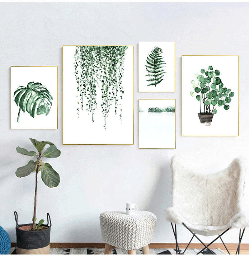 Image of Scandinavian style tropical plants canvas art for modern home decor