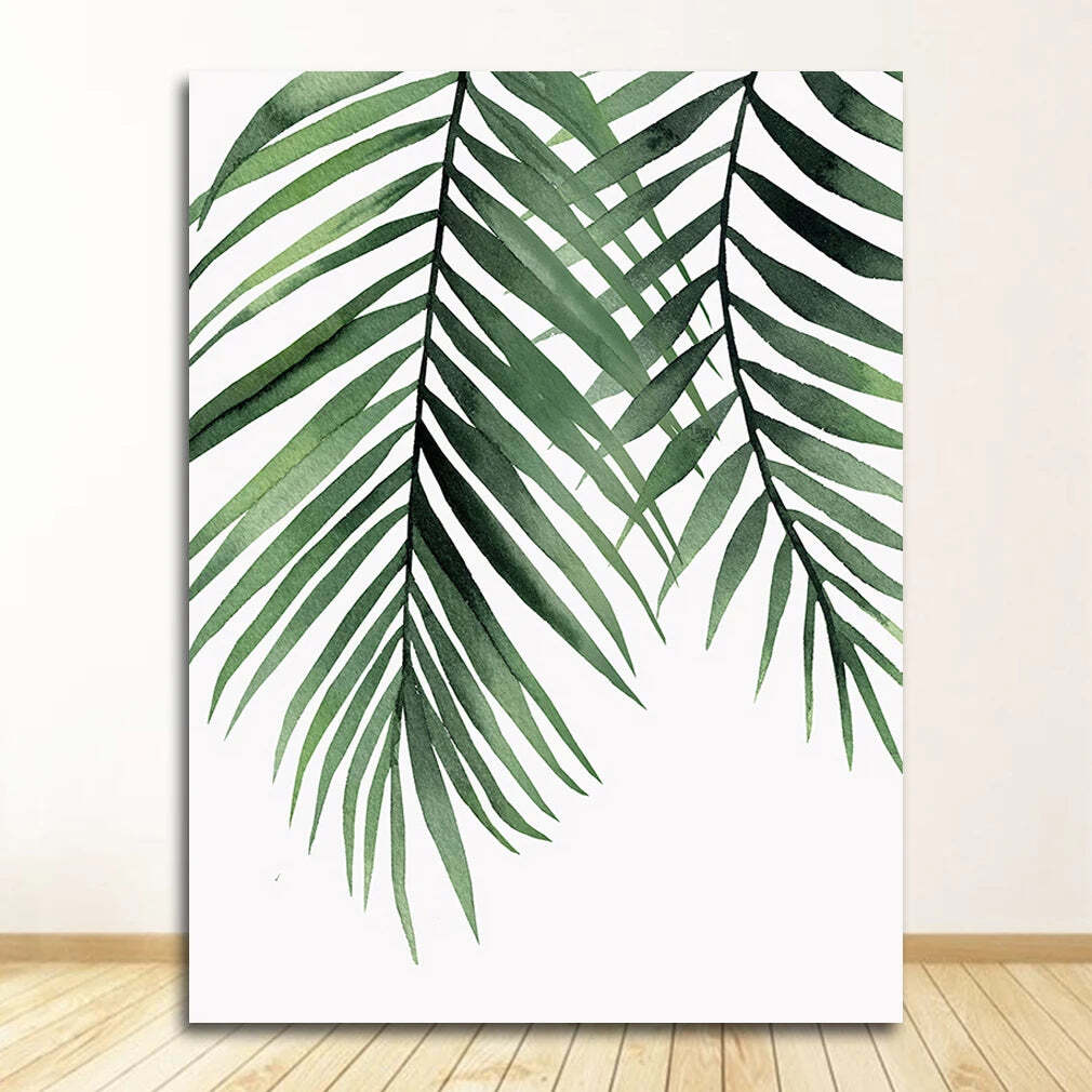 Image of Scandinavian style tropical plants canvas art for modern home decor