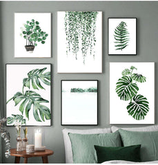 Image of Scandinavian style tropical plants canvas art for modern home decor