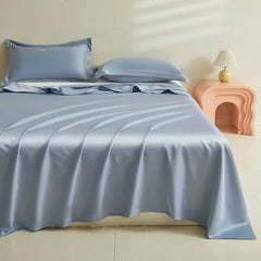 Image of Silky smooth flat cooling sheet set with pillowcases for ultimate comfort