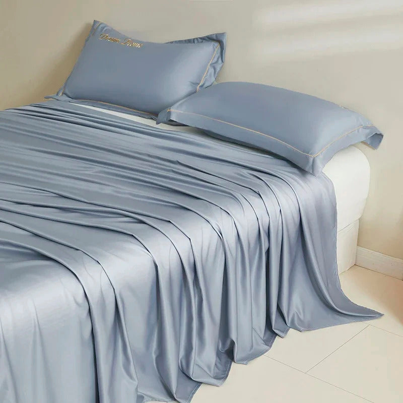 Image of Silky smooth flat cooling sheet set with pillowcases for ultimate comfort