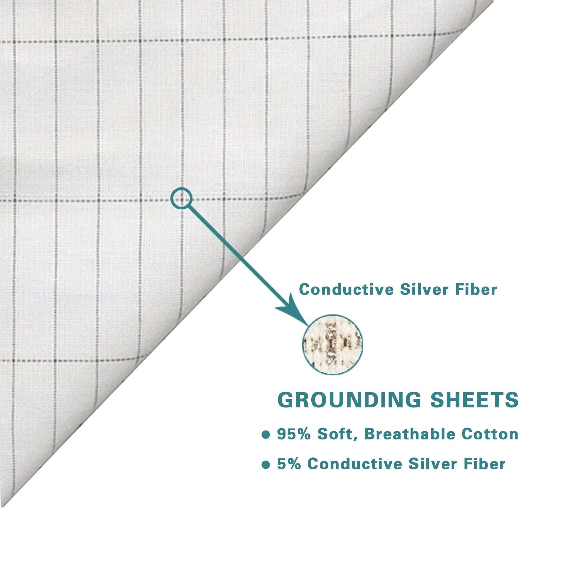 Image of Silver conductive bed sheet for better sleep and grounding comfort