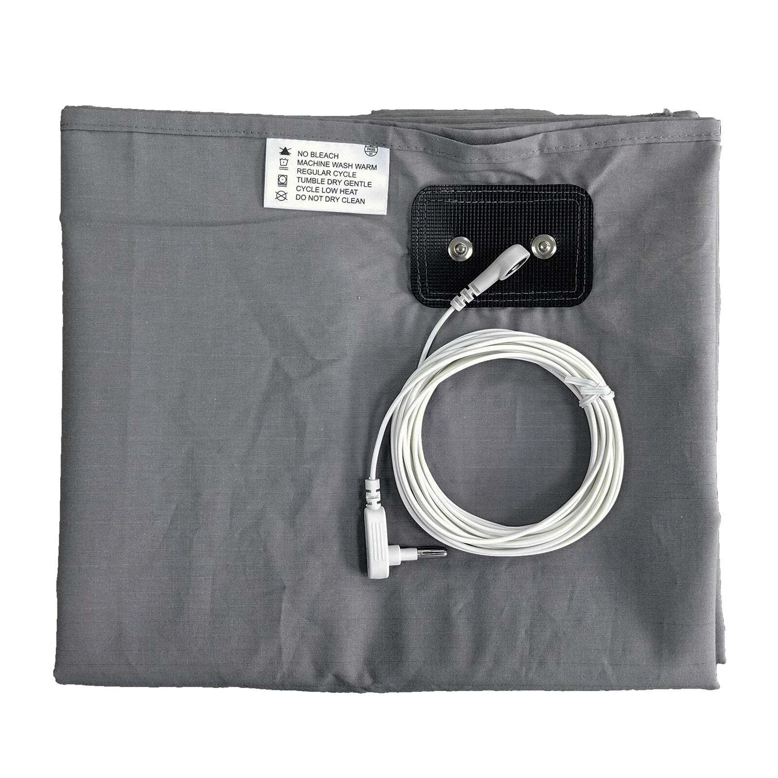 Image of Silver fiber earthing flat bedsheet with grounding cord for health and stress relief