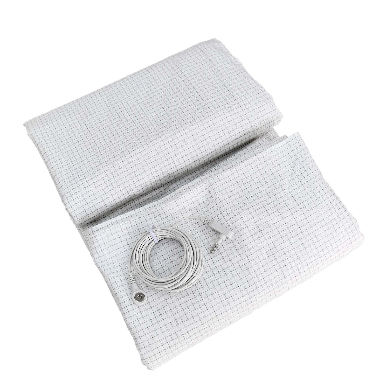 Image of Silver fiber earthing flat bedsheet with grounding cord for health and stress relief