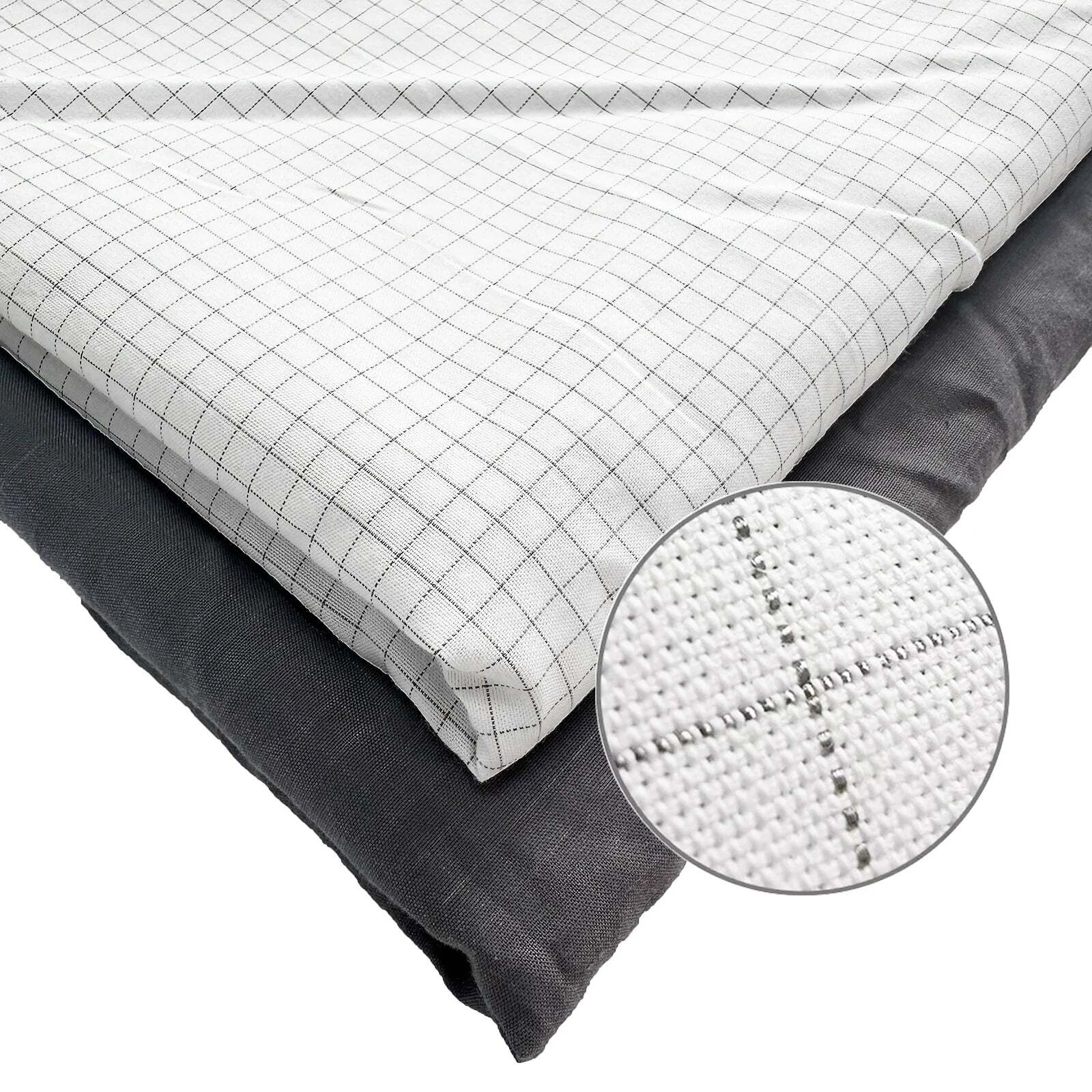 Image of Silver fiber earthing flat bedsheet with grounding cord for health and stress relief