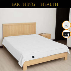 Image of Silver fiber earthing flat bedsheet with grounding cord for health and stress relief