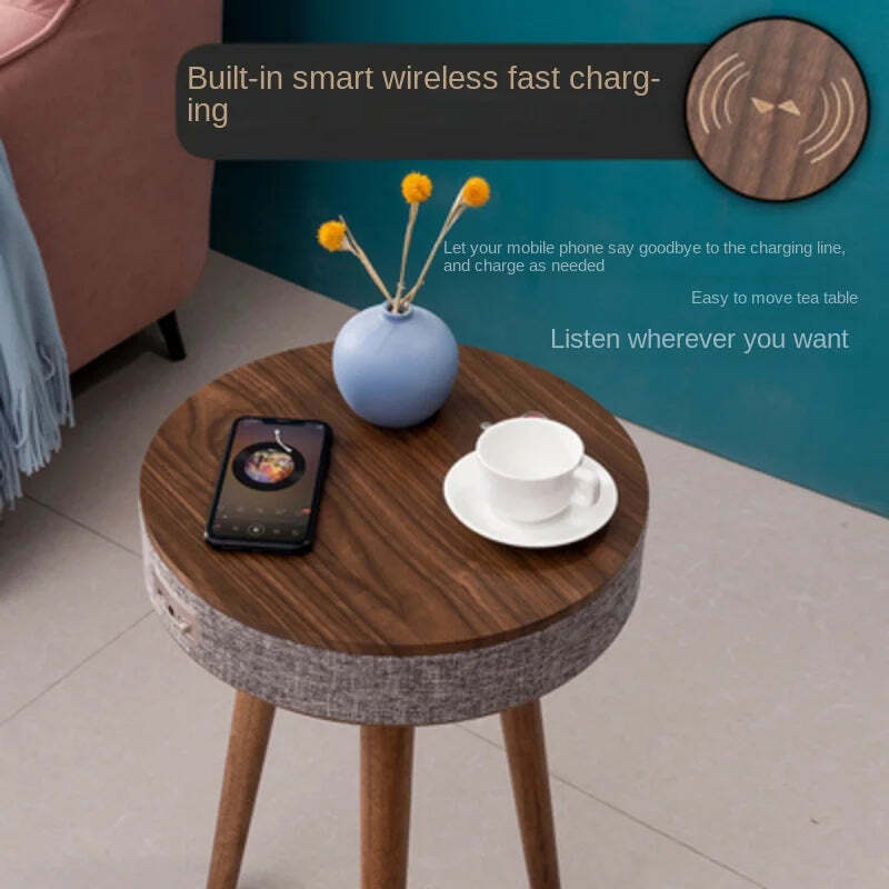 Image of Smart Bluetooth coffee table with wireless charger and built-in speaker for modern living rooms