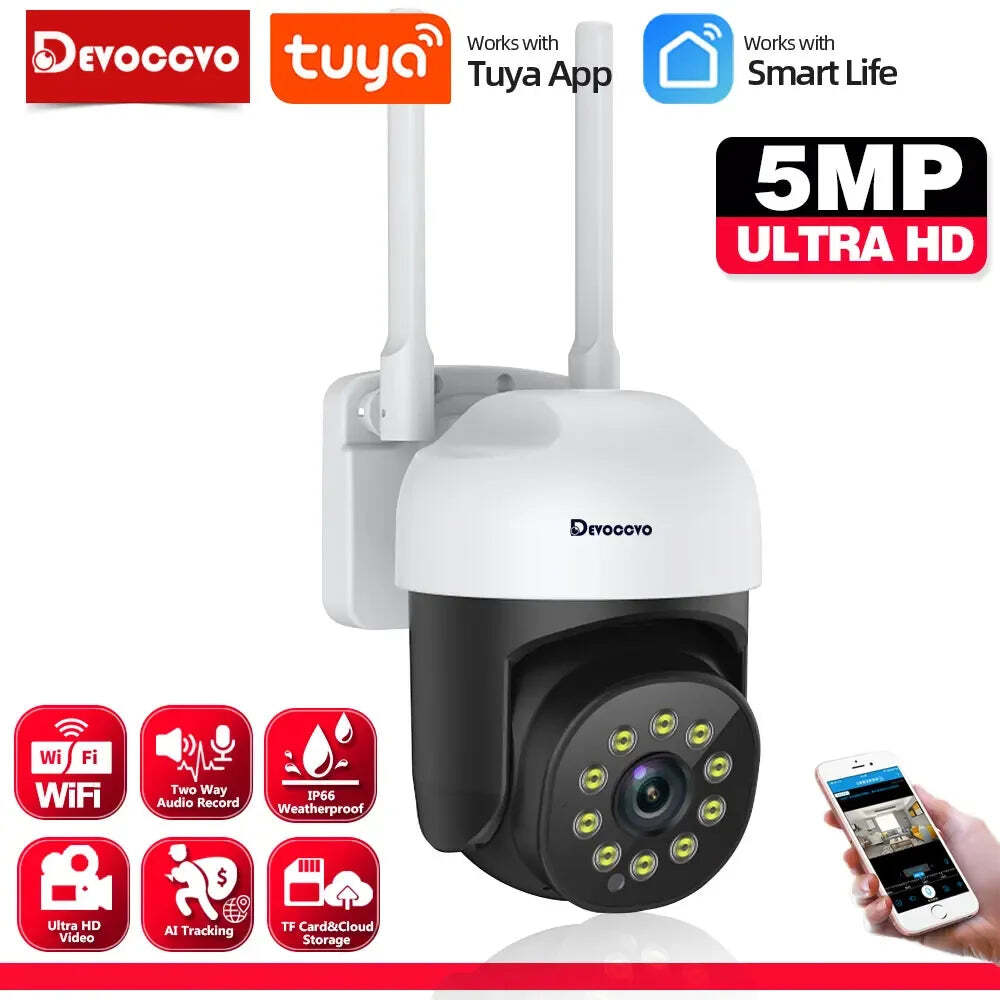 Image of Smart life 5MP WiFi IP camera with color night vision and auto tracking