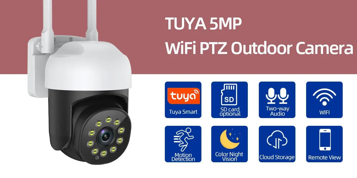 Image of Smart life 5MP WiFi IP camera with color night vision and auto tracking