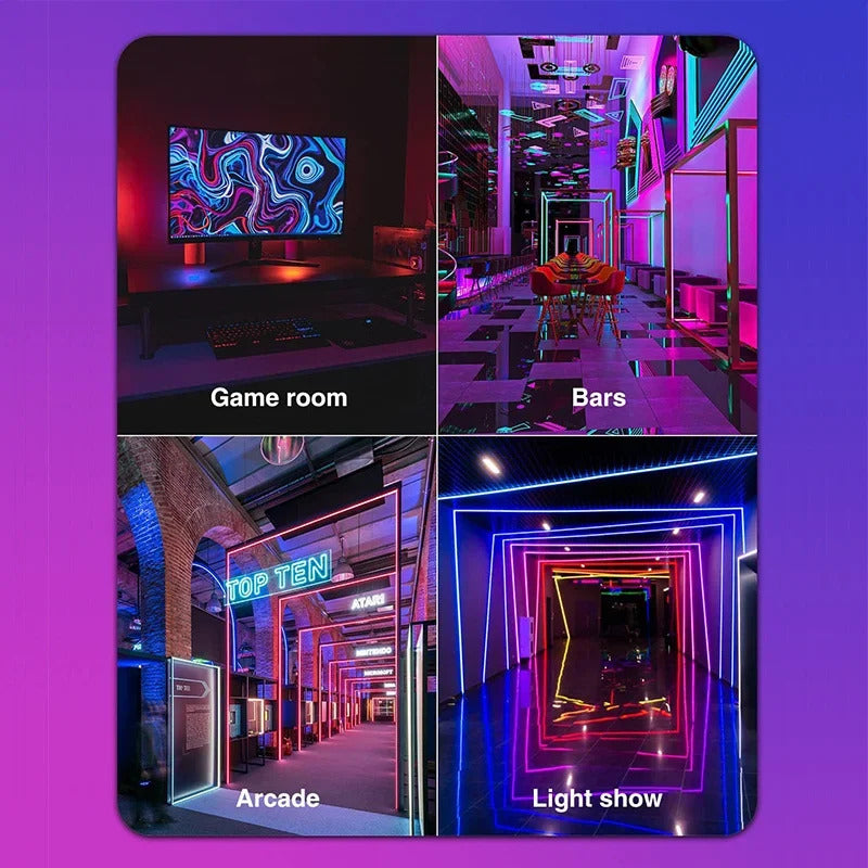 Image of Smart neon LED strip lights for seamless home lighting control with Google Assistant