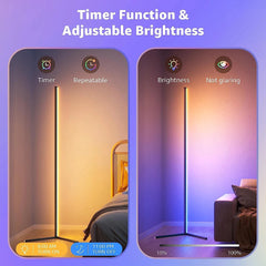 Image of Smart RGB corner floor lamp with WiFi control and music sync for mood lighting