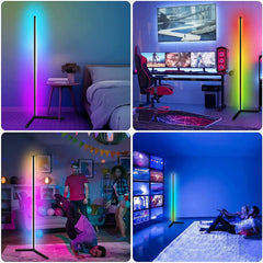 Image of Smart RGB corner floor lamp with WiFi control and music sync for mood lighting