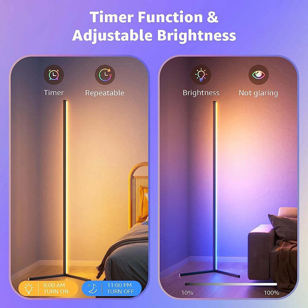 Image of Smart RGB corner floor lamp with app control and music sync for modern home décor