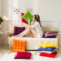 Image of Soft cotton chair cushion for office, home, or car use