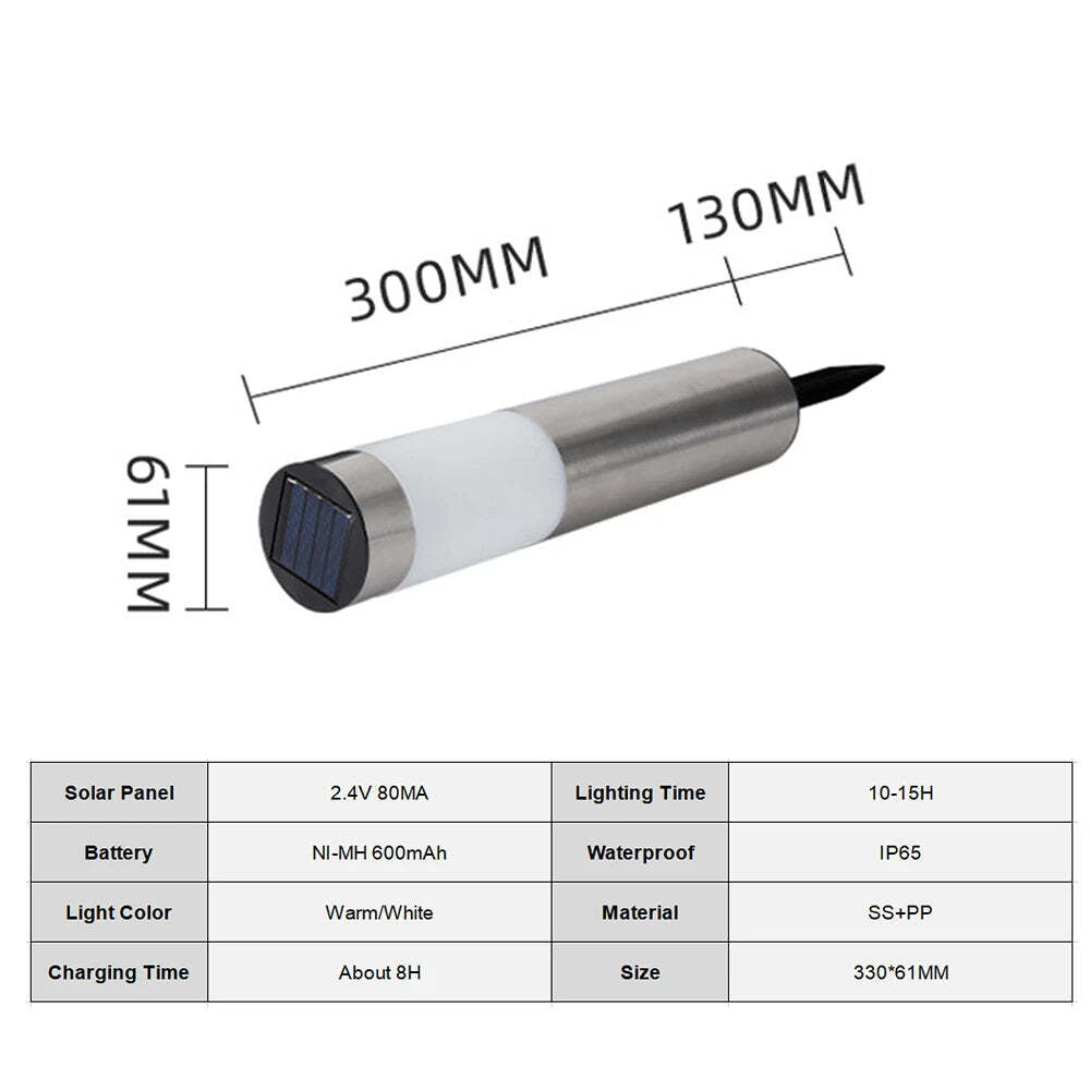 Image of Solar garden pathway lights - outdoor LED bollard lighting for patio and lawn