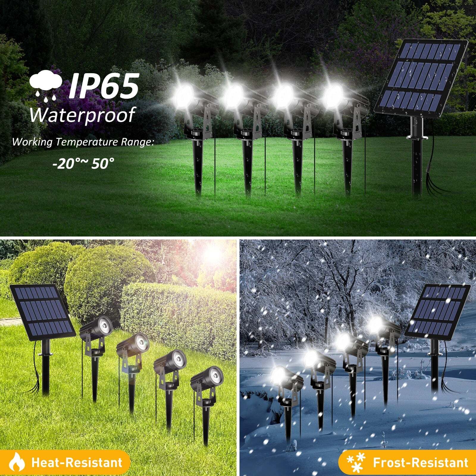 Image of Solar LED outdoor spotlight with IP65 waterproof design and Google Assistant compatibility