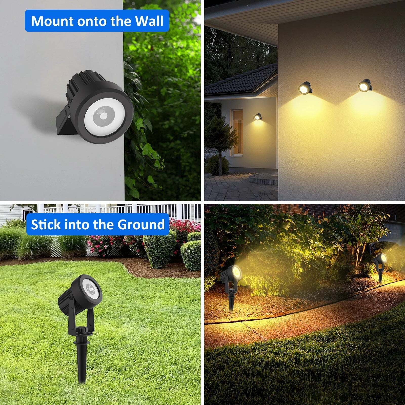 Image of Solar LED outdoor spotlight with IP65 waterproof design and Google Assistant compatibility