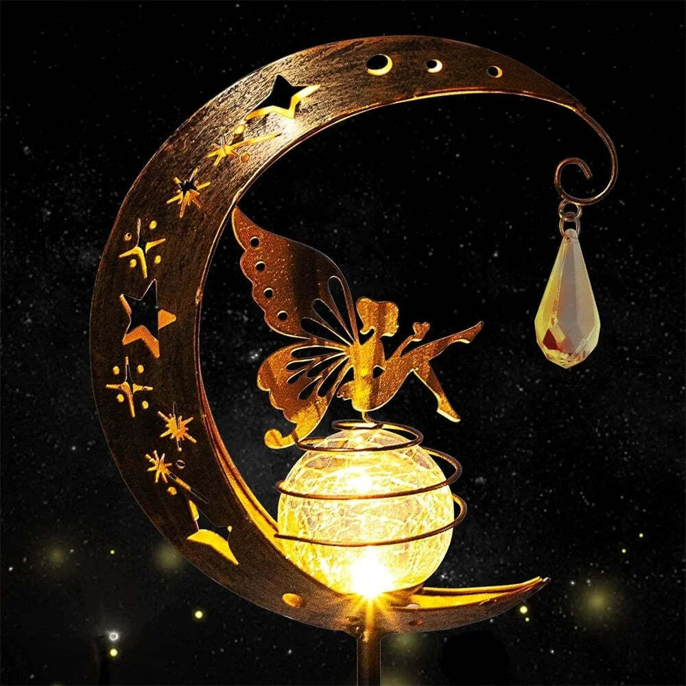 Image of Solar moon fairy lamp waterproof garden lights for outdoor decoration