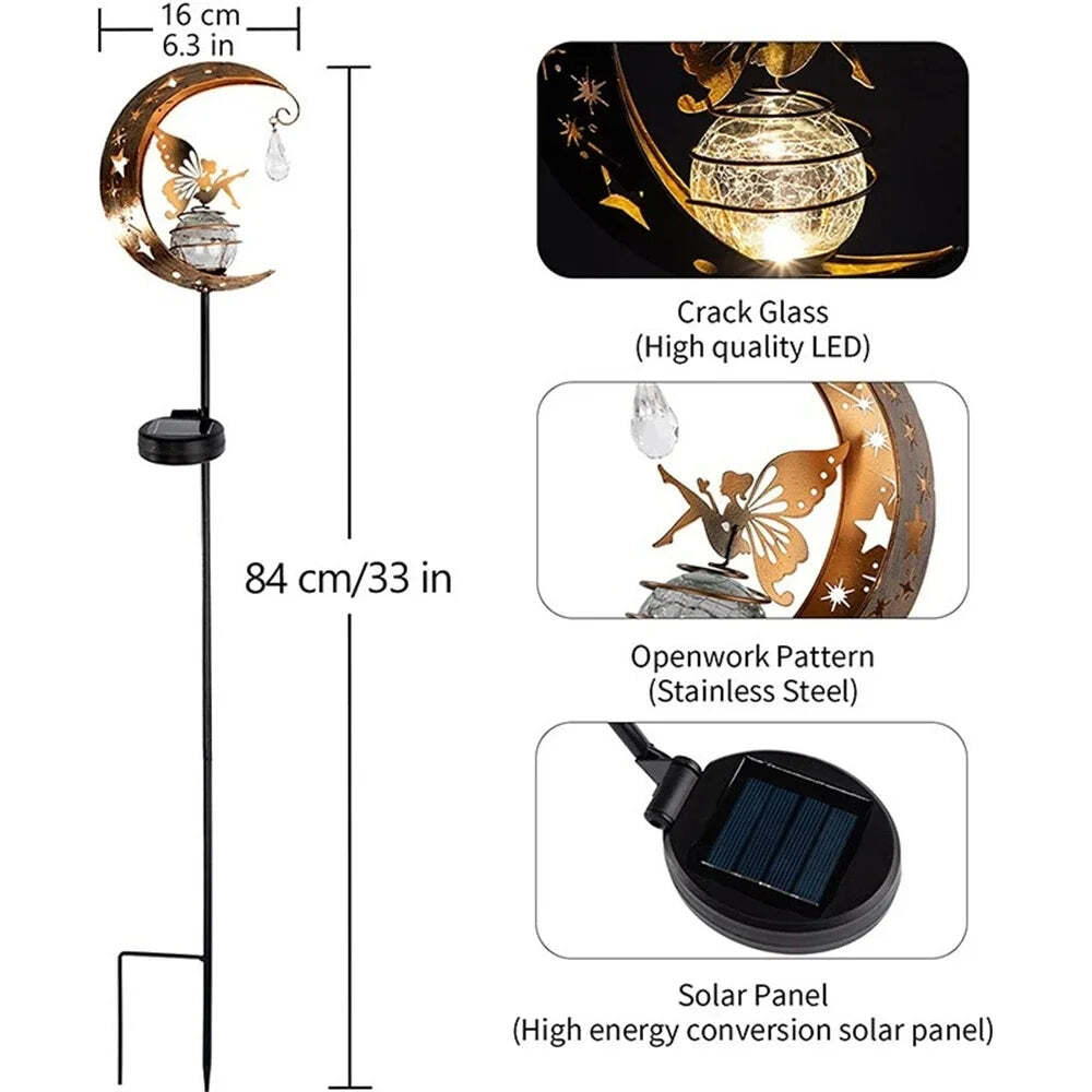 Image of Solar moon fairy lamp waterproof garden lights for outdoor decoration