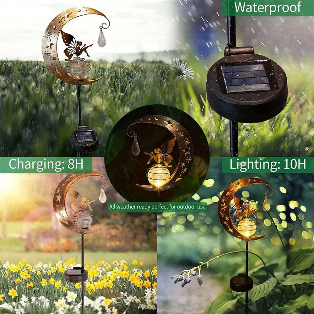 Image of Solar moon fairy lamp waterproof garden lights for outdoor decoration