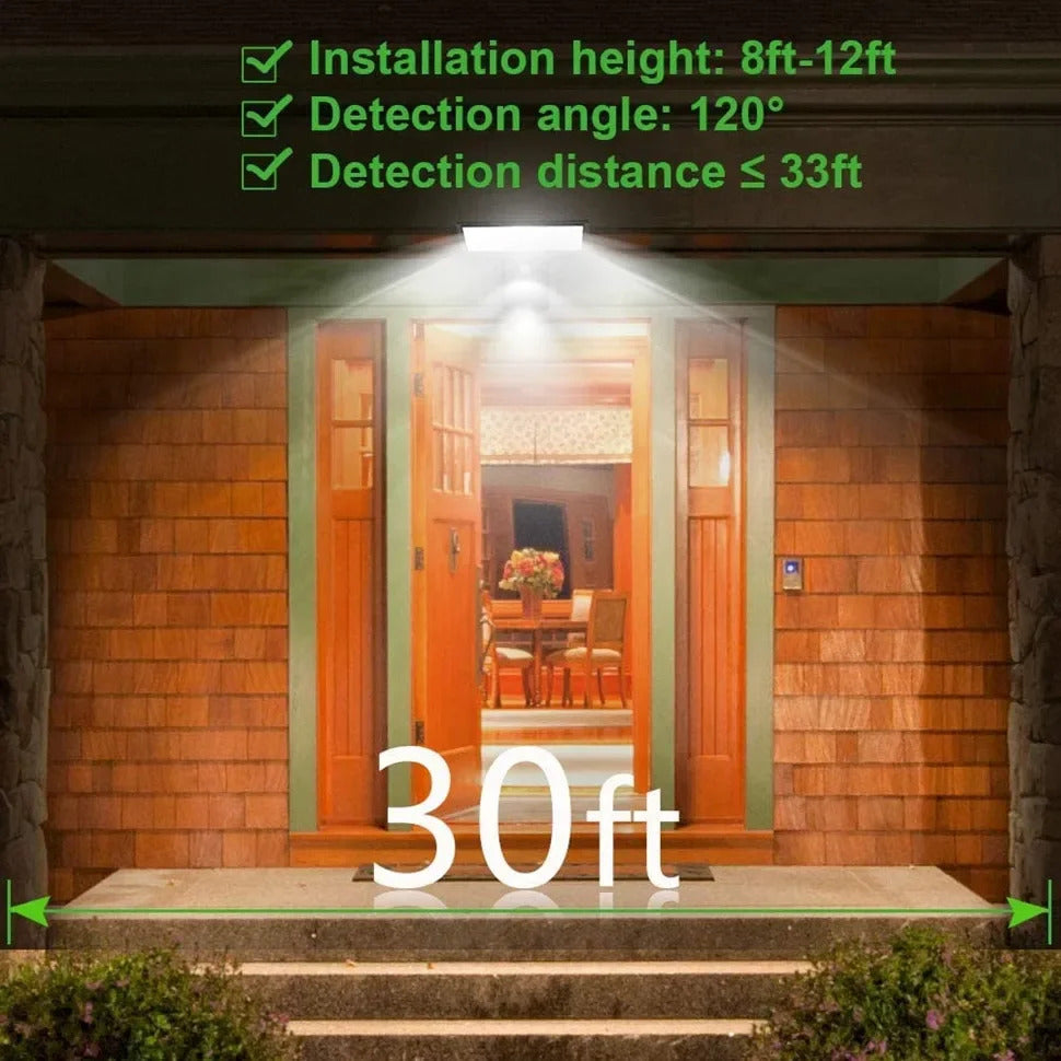 Image of Solar outdoor lights with motion sensor and waterproof security features, 4 modes, and 90 LEDs for porch, yard, and garden