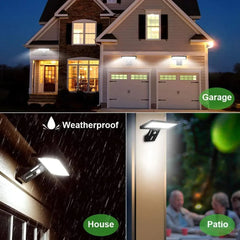 Image of Solar outdoor lights with motion sensor and waterproof security features, 4 modes, and 90 LEDs for porch, yard, and garden