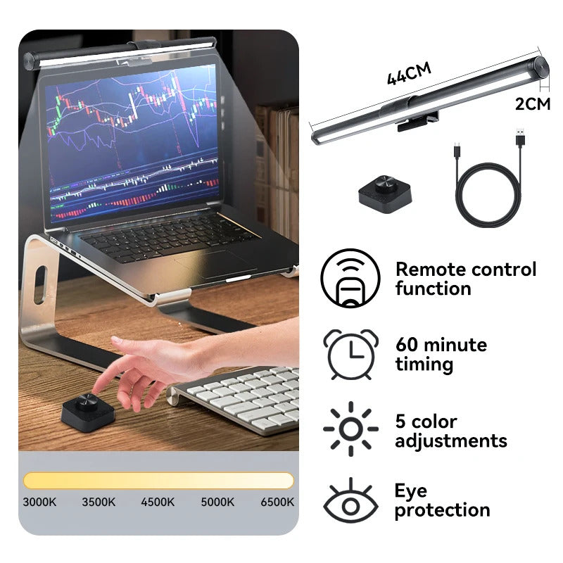 Image of Stepless dimming LED desk lamp for comfortable reading and computer use