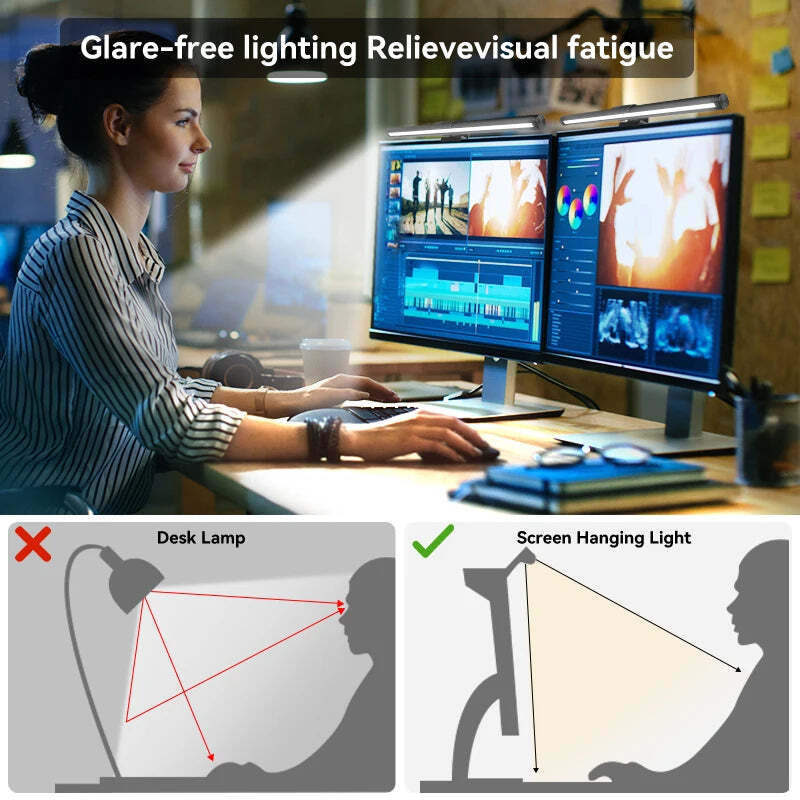 Image of Stepless dimming LED desk lamp for comfortable reading and computer use