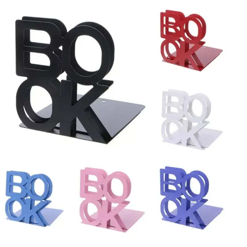 Image of Stylish metal bookends for perfect desktop organization