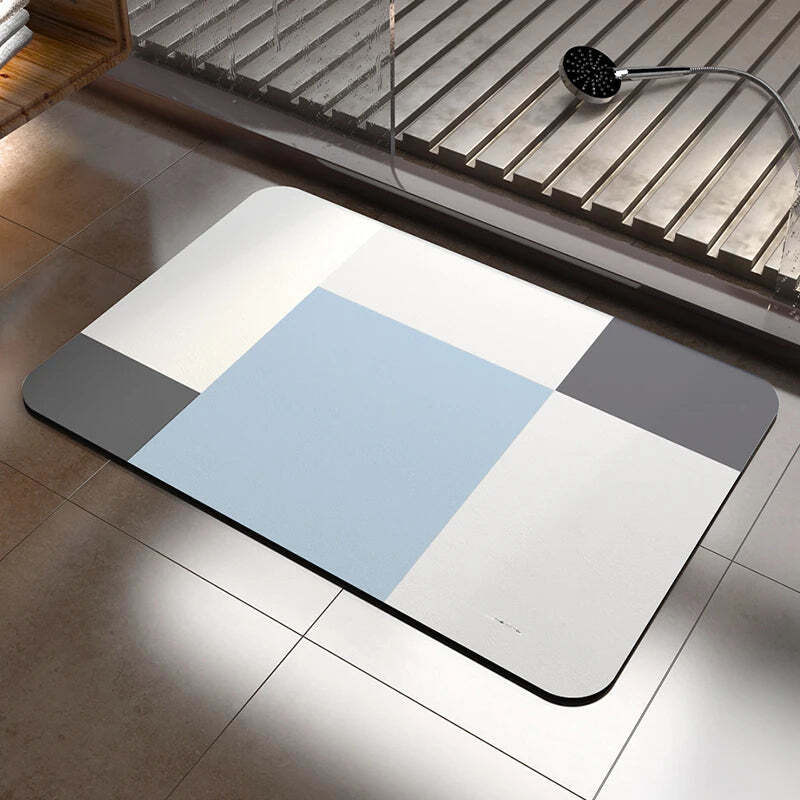 Image of Super absorbent non-slip diatomite bath mat for bathroom and kitchen