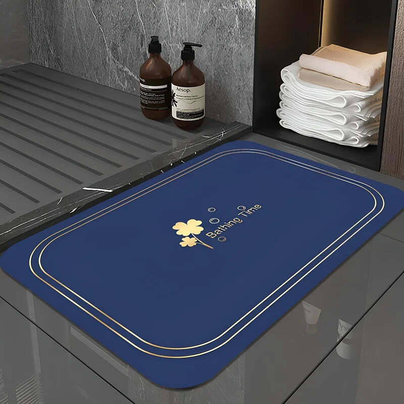 Image of Super absorbent non-slip diatomite bath mat for shower and bathroom