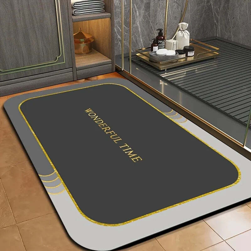 Image of Super absorbent non-slip diatomite bath mat for shower and bathroom