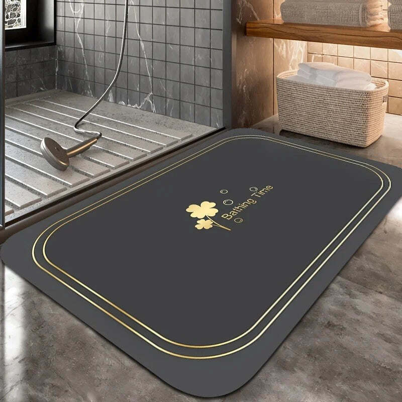 Image of Super absorbent non-slip diatomite bath mat for shower and bathroom