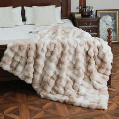 Image of Thickened warm tie-dye blanket in plush bubble velvet for autumn and winter