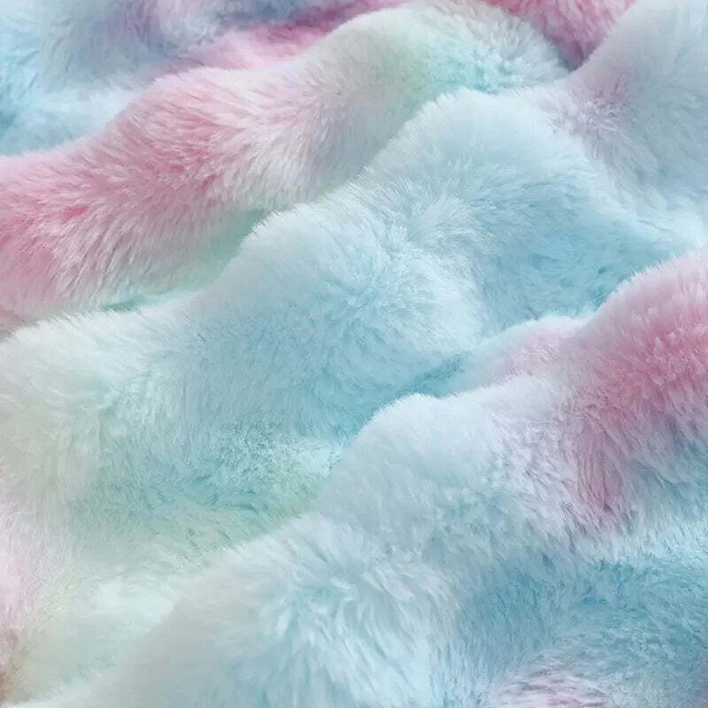 Image of Thickened warm tie-dye blanket in plush bubble velvet for autumn and winter